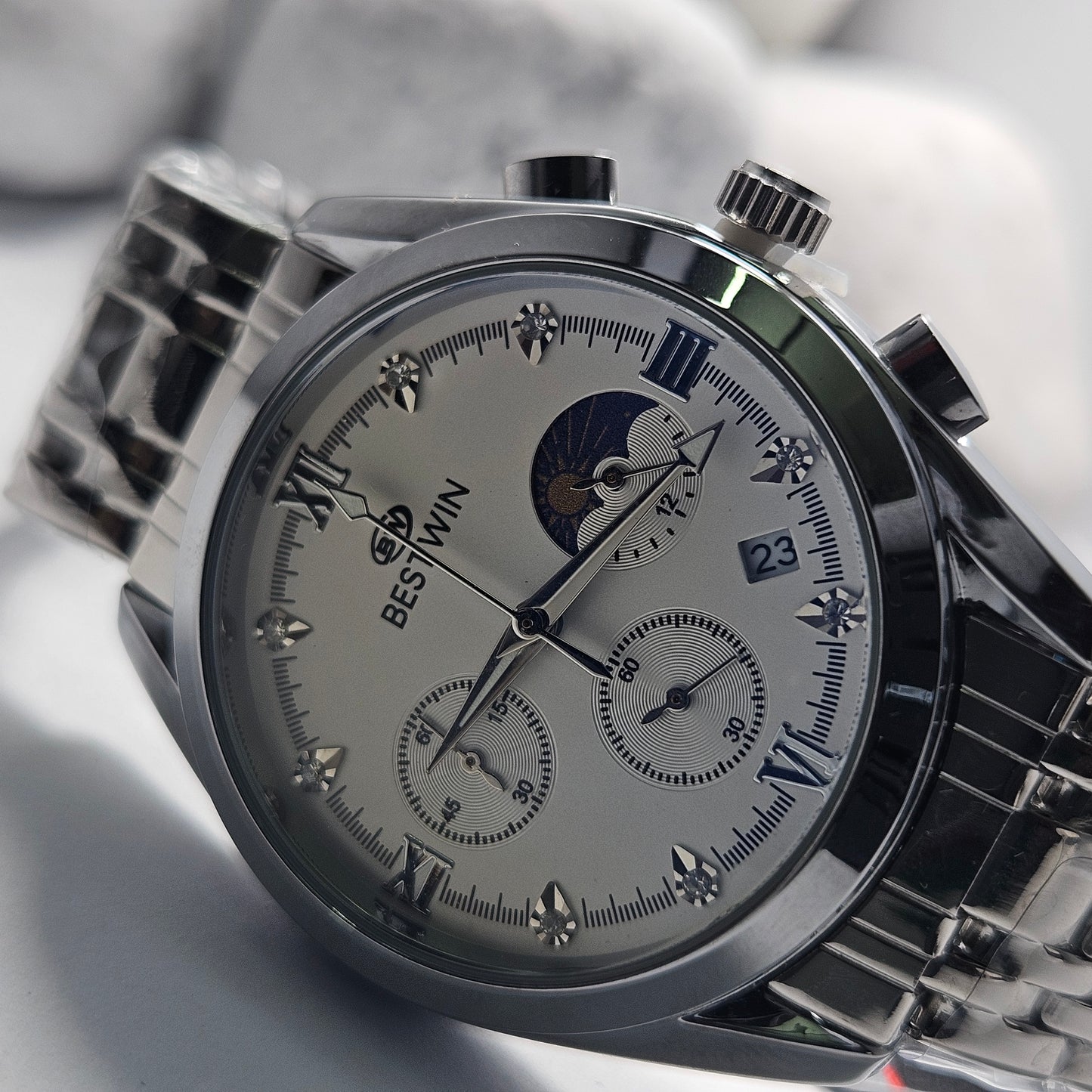 Bestwin Branded Silver Chronograph Watch
